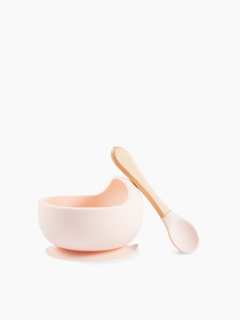 Набор посуды для детей: миска на присоске и ложка Light pink