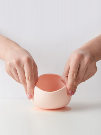 Набор посуды для детей: миска на присоске и ложка Light pink