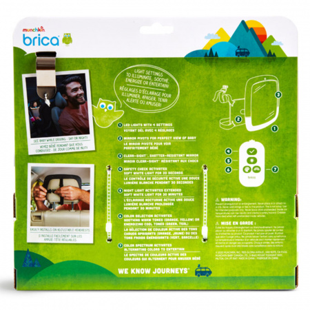 Зеркало контроля за ребёнком в автомобиле Brica Munchkin Night Light Baby In Sight Pivot Mirror