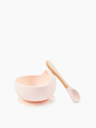 Набор посуды для детей: миска на присоске и ложка Light pink