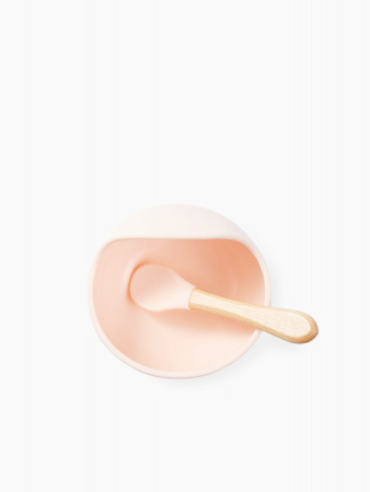 Набор посуды для детей: миска на присоске и ложка Light pink