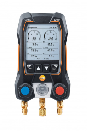 Testo 550s Комплект 3 с заправочными шлангами - Умный цифровой манометрический коллектор, смарт-зонды зажимы температуры и набор из трёх заправочных шлангов