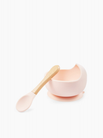 Набор посуды для детей: миска на присоске и ложка Light pink